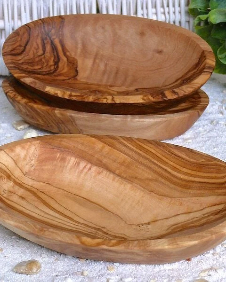 Olivenholz erleben Schälchen oval im 3er Set (3x mittel) aus Olivenholz