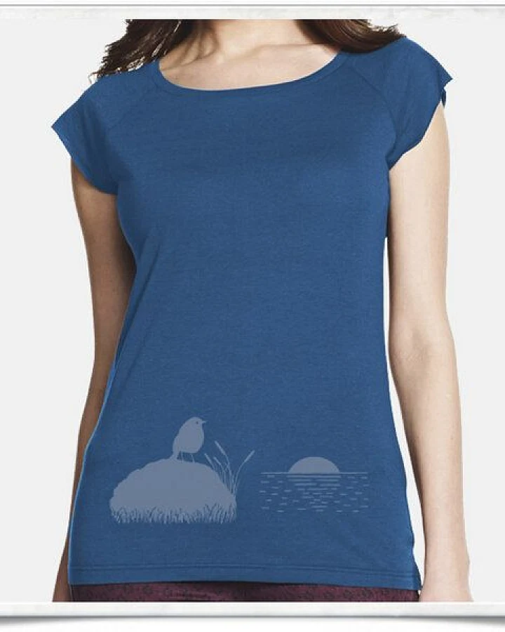 Picopoc VOGEL BEI SONNENUNTERGANG / Denim-Blau & Grau / Bambus T-Shirt