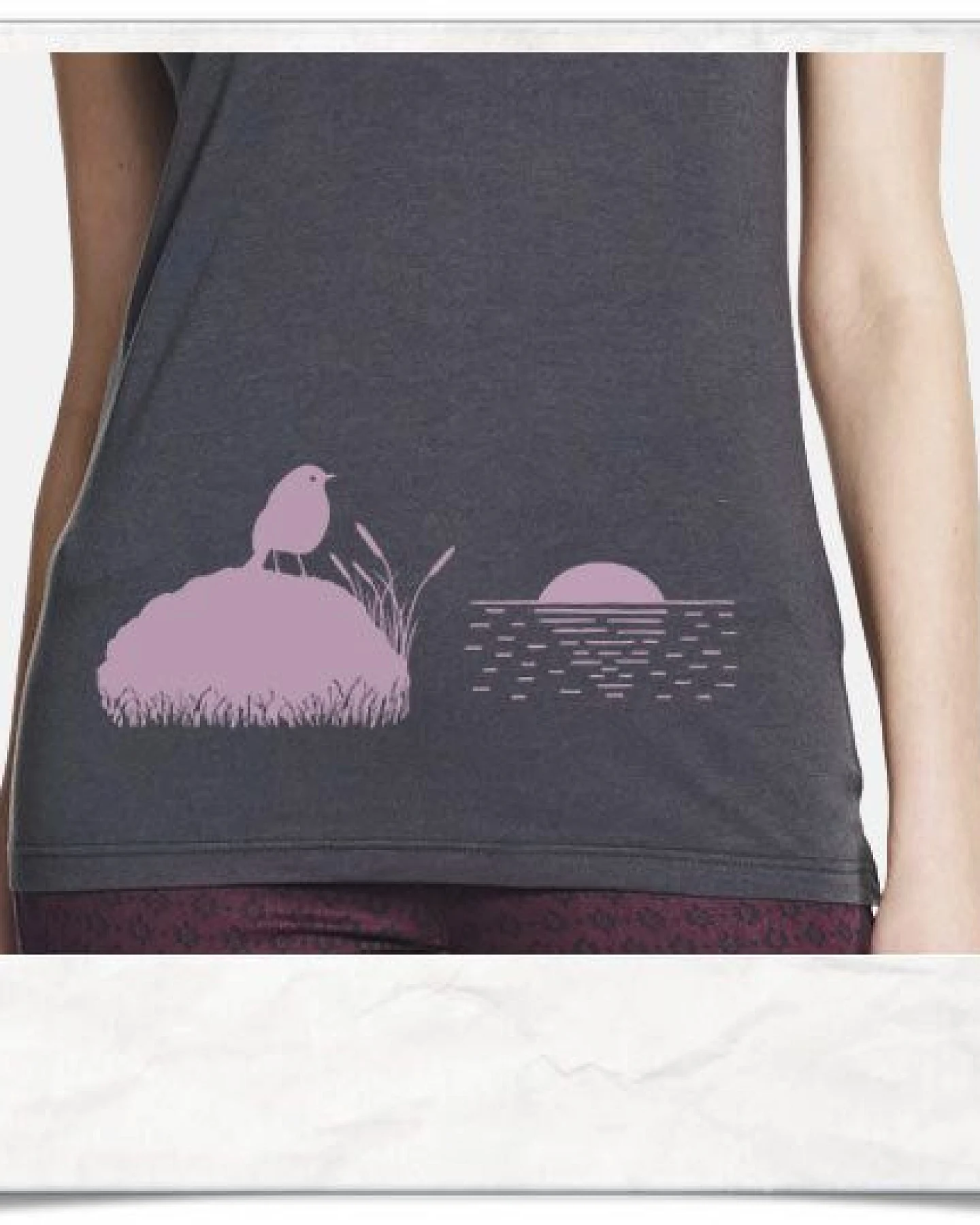 Picopoc VOGEL BEI SONNENUNTERGANG / Grau / Bambus T-Shirt – Ansicht 2