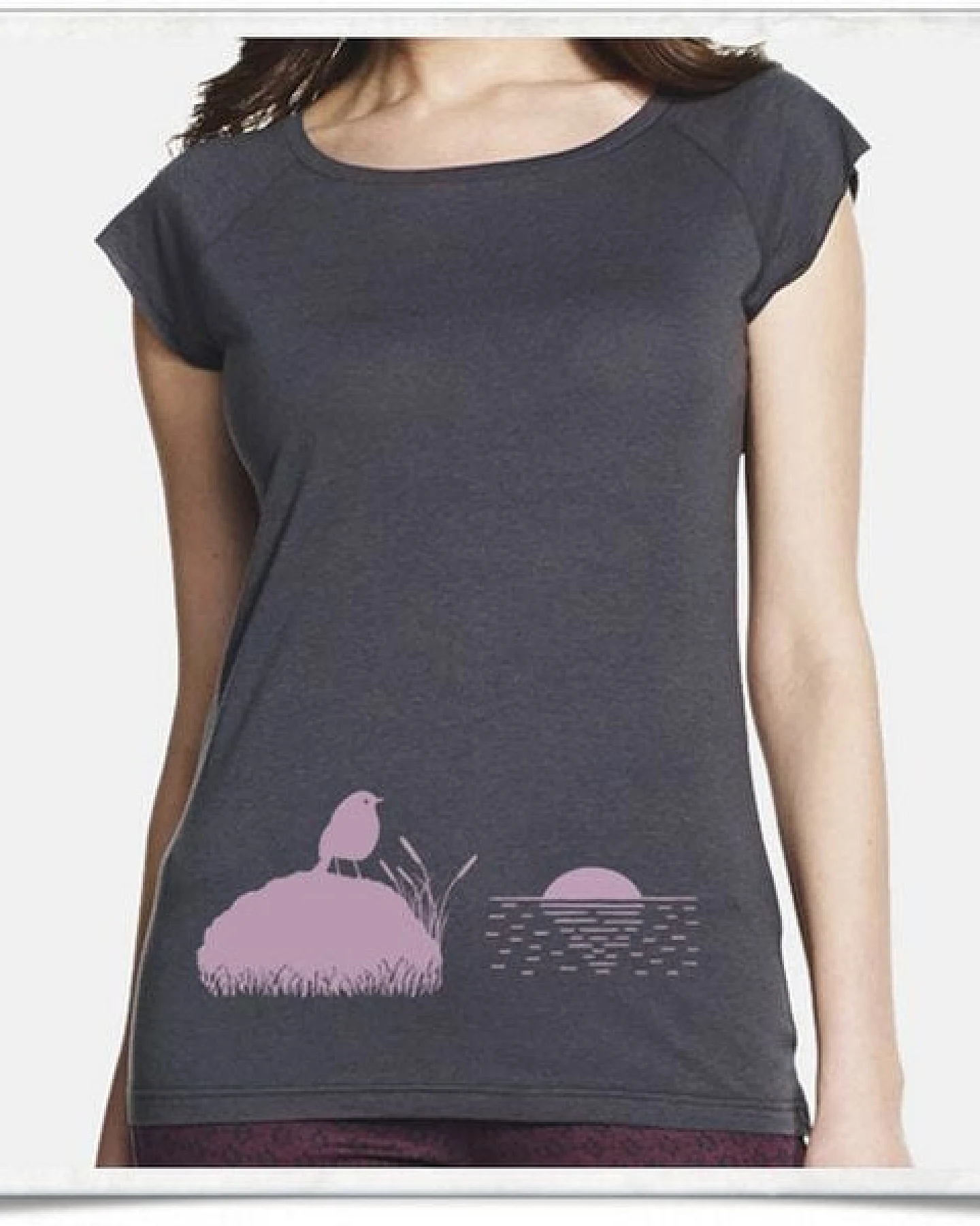 Picopoc VOGEL BEI SONNENUNTERGANG / Grau / Bambus T-Shirt – Ansicht 4