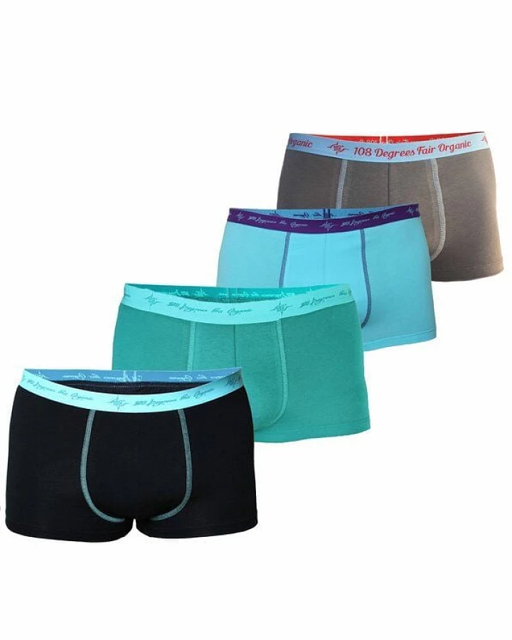 108 Degrees 8er Mix Pack Herren Retro Pants GOTS, Fairtrade petrol / schwarz mint / aqua / grau