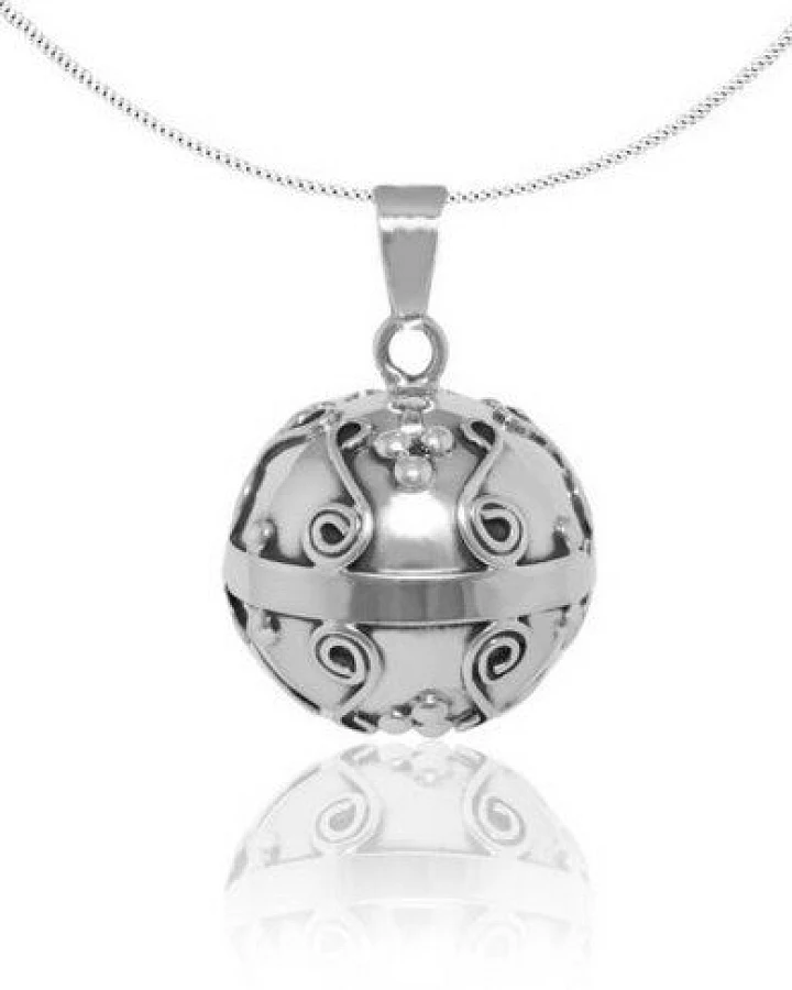 pakilia Silber Kette Klang Kugel Fair-Trade und handmade