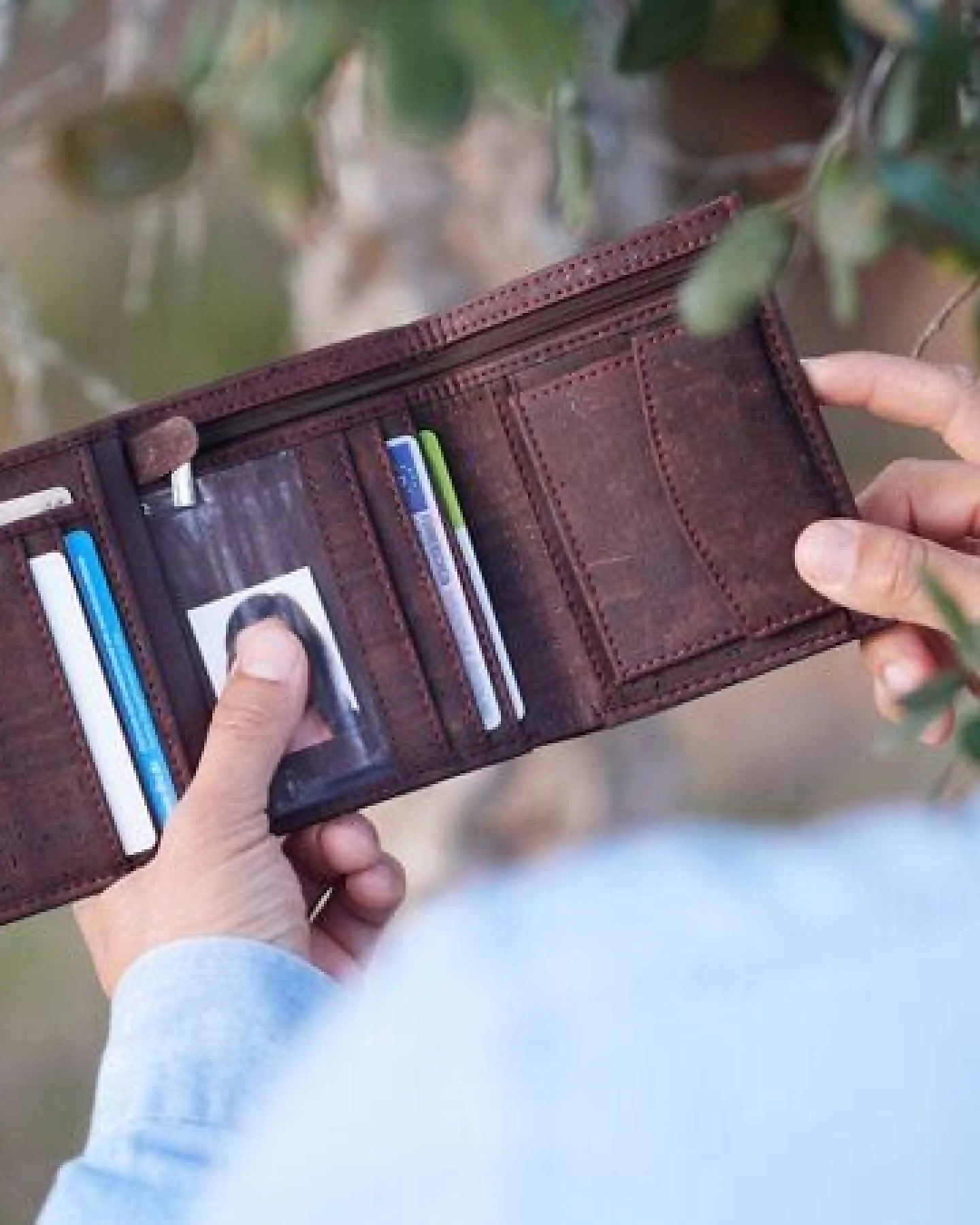 Simaru Kork Portemonnaie Herren, Männer Geldbeutel mit RFID Schutz Geldbörse für Karten, Scheine etc. – Ansicht 2