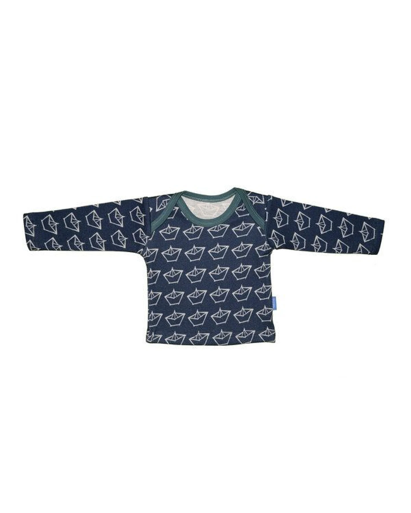 Holy Water Langarmshirt Papierboot dunkelblaue Paspel – Ansicht 2