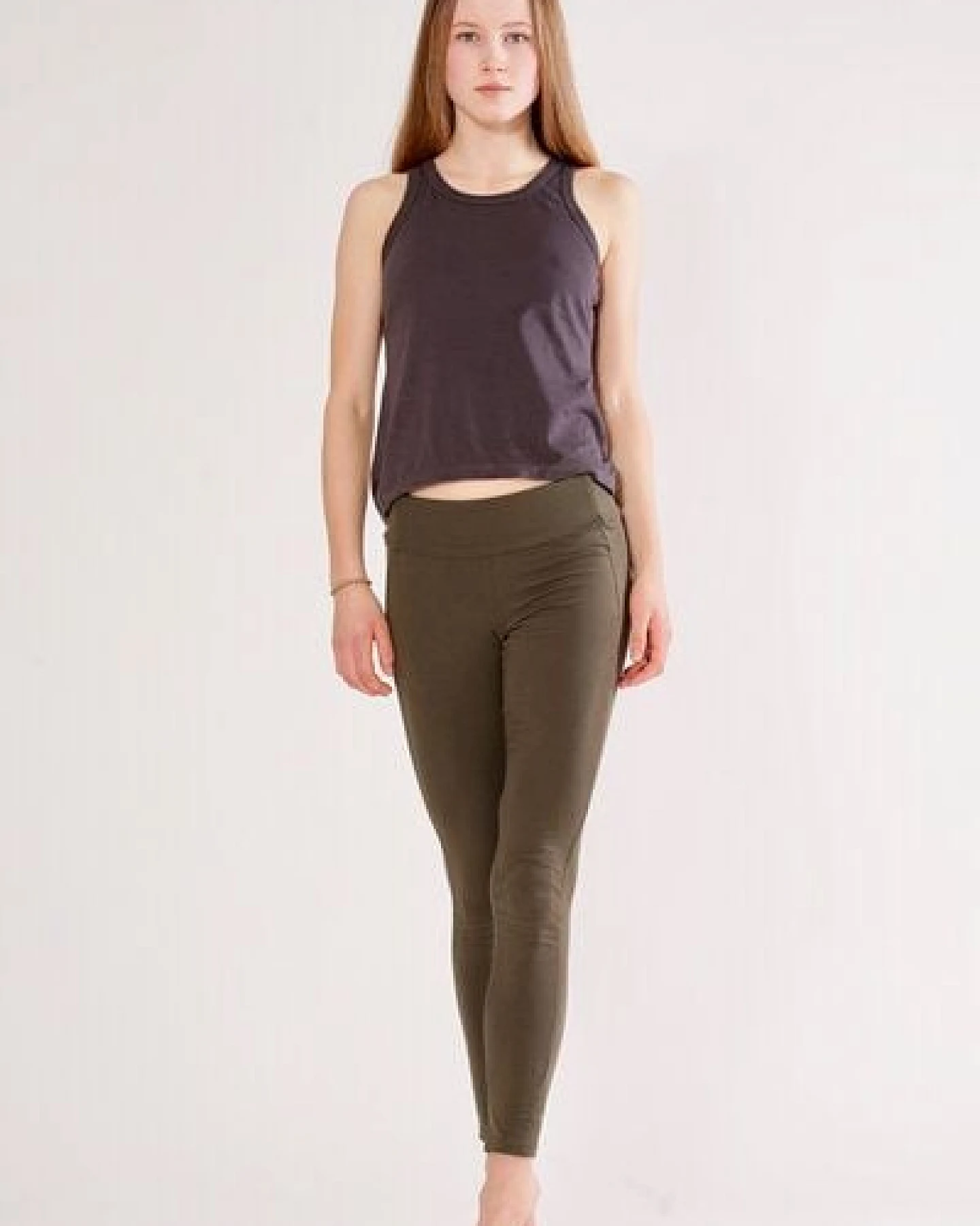 YOIQI Yoga Leggings aus Bio-Baumwolle mit hohem Bund – Ansicht 2