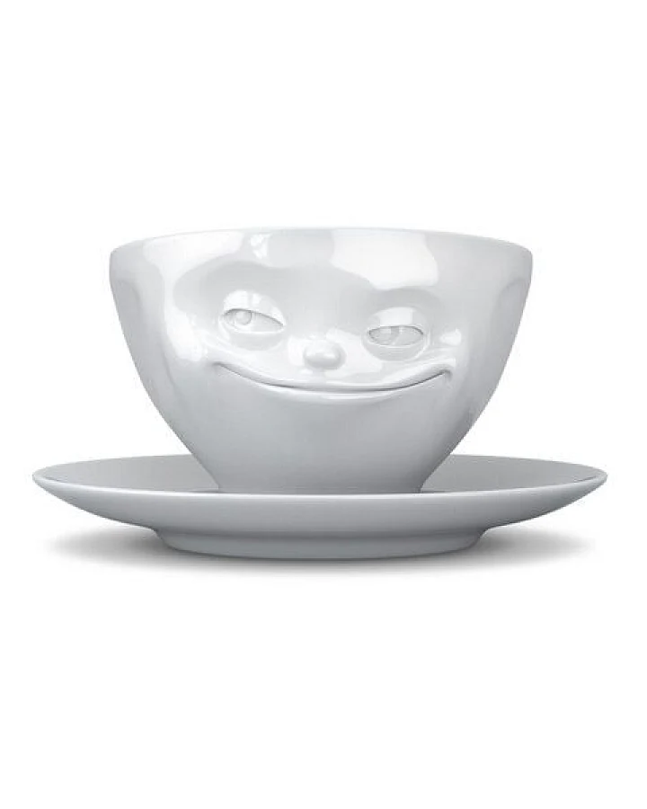 FIFTYEIGHT PRODUCTS Kaffeetasse „Grinsend“ mit Unterteller (200 ml)