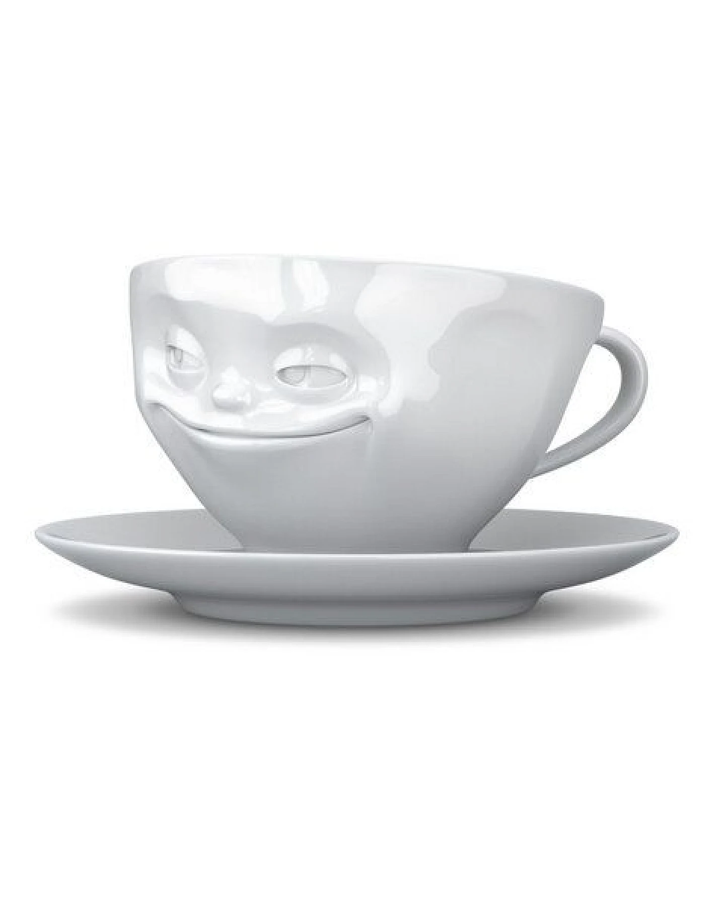 FIFTYEIGHT PRODUCTS Kaffeetasse „Grinsend“ mit Unterteller (200 ml) – Ansicht 2