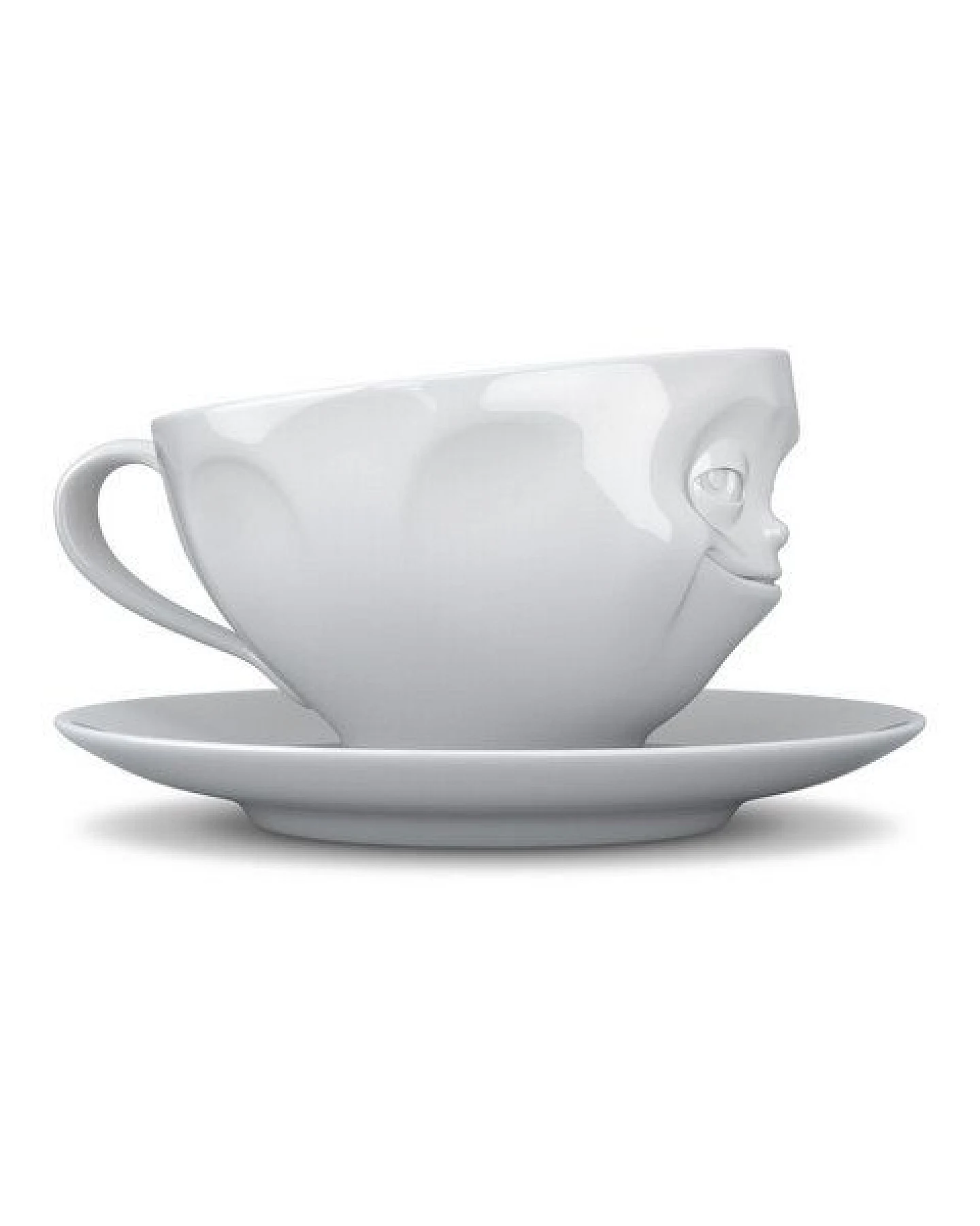FIFTYEIGHT PRODUCTS Kaffeetasse „Grinsend“ mit Unterteller (200 ml) – Ansicht 4