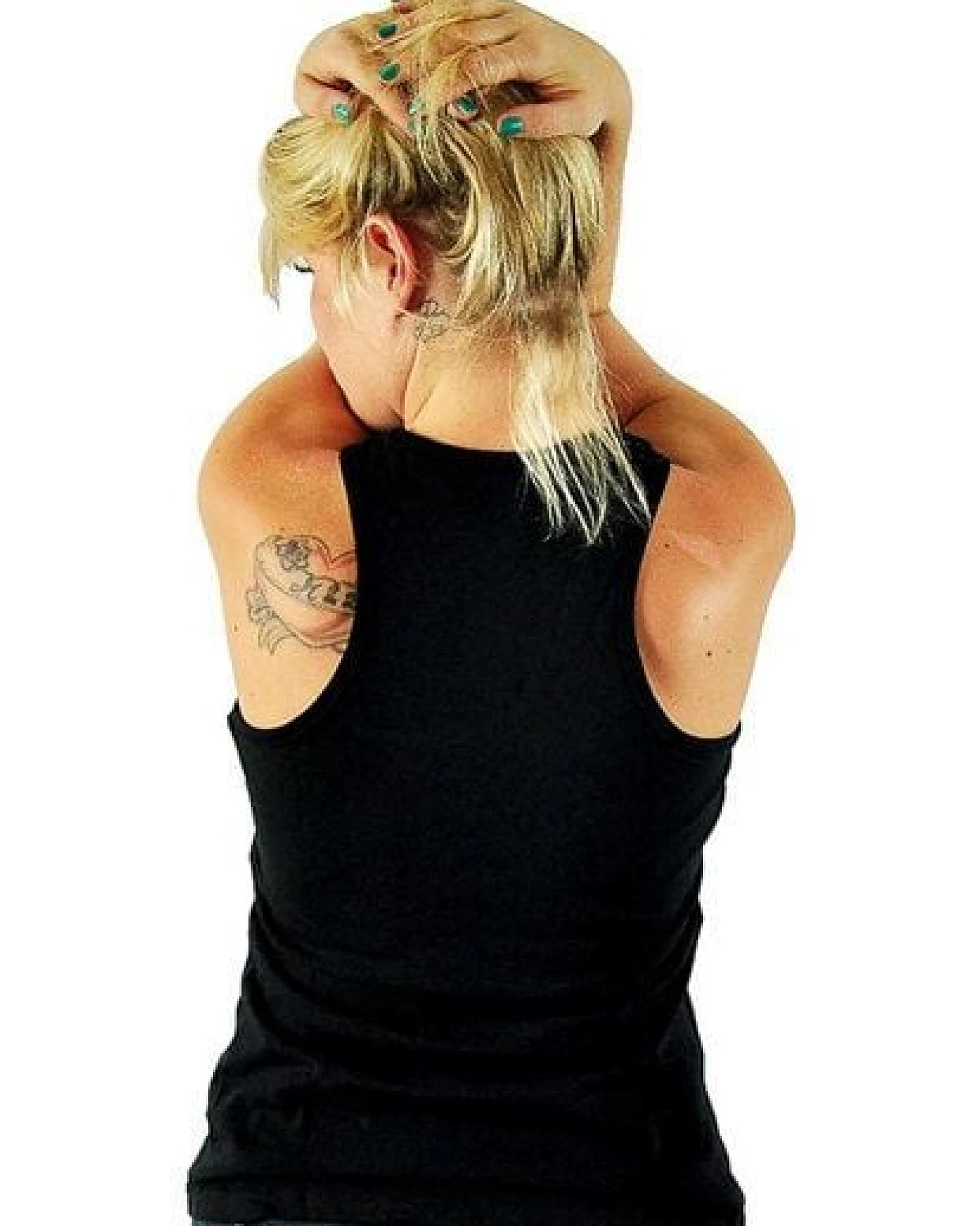 Human Family Schwarzes Top mit Racerback aus Bio-Baumwolle mit großem Druck – Ansicht 2