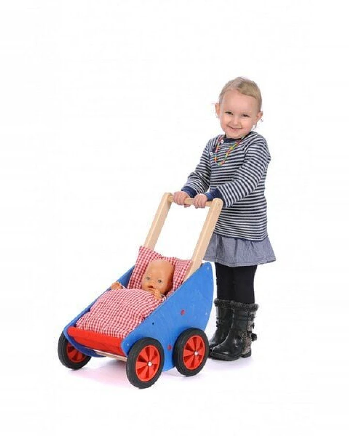 Bätz Holzspielwaren Schiebe-Lauflernwagen - Puppenwagen Robi - mit Bettzeug