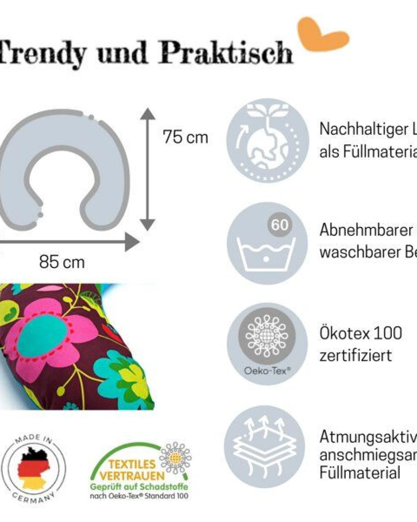 Millemarille Nackenkissen I hochwertiger Talalay Latex I atmungsaktiv I VIELE DESIGNS – Ansicht 2
