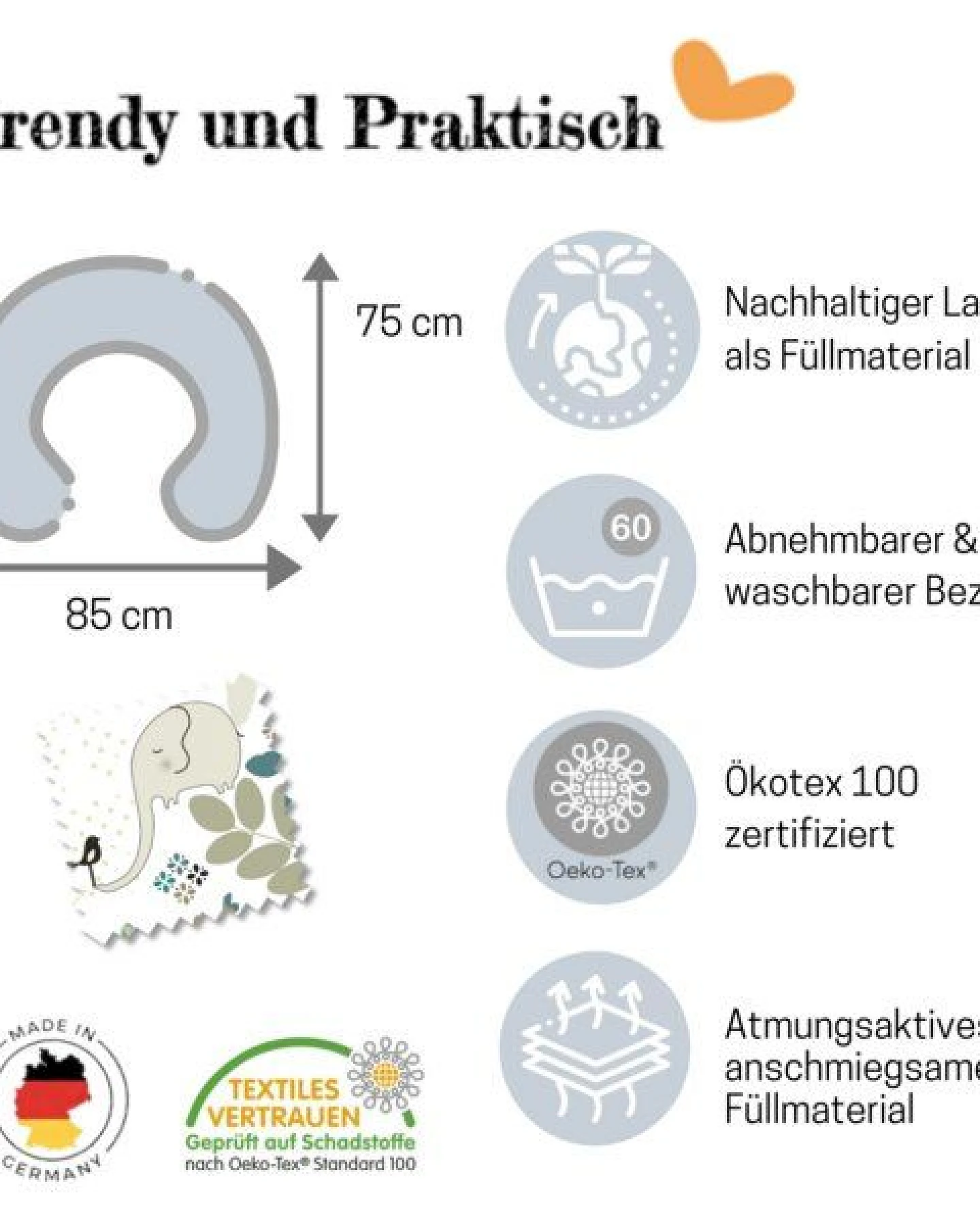 Millemarille Nackenkissen I hochwertiger Talalay Latex I atmungsaktiv I VIELE DESIGNS – Ansicht 2