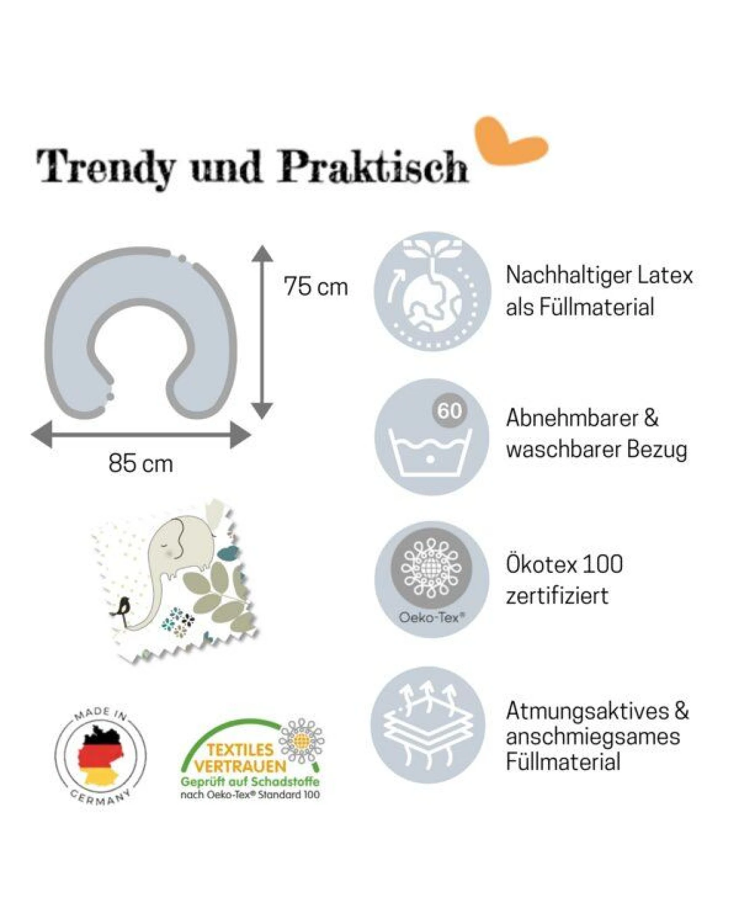 Millemarille Nackenkissen I hochwertiger Talalay Latex I atmungsaktiv I VIELE DESIGNS – Ansicht 2
