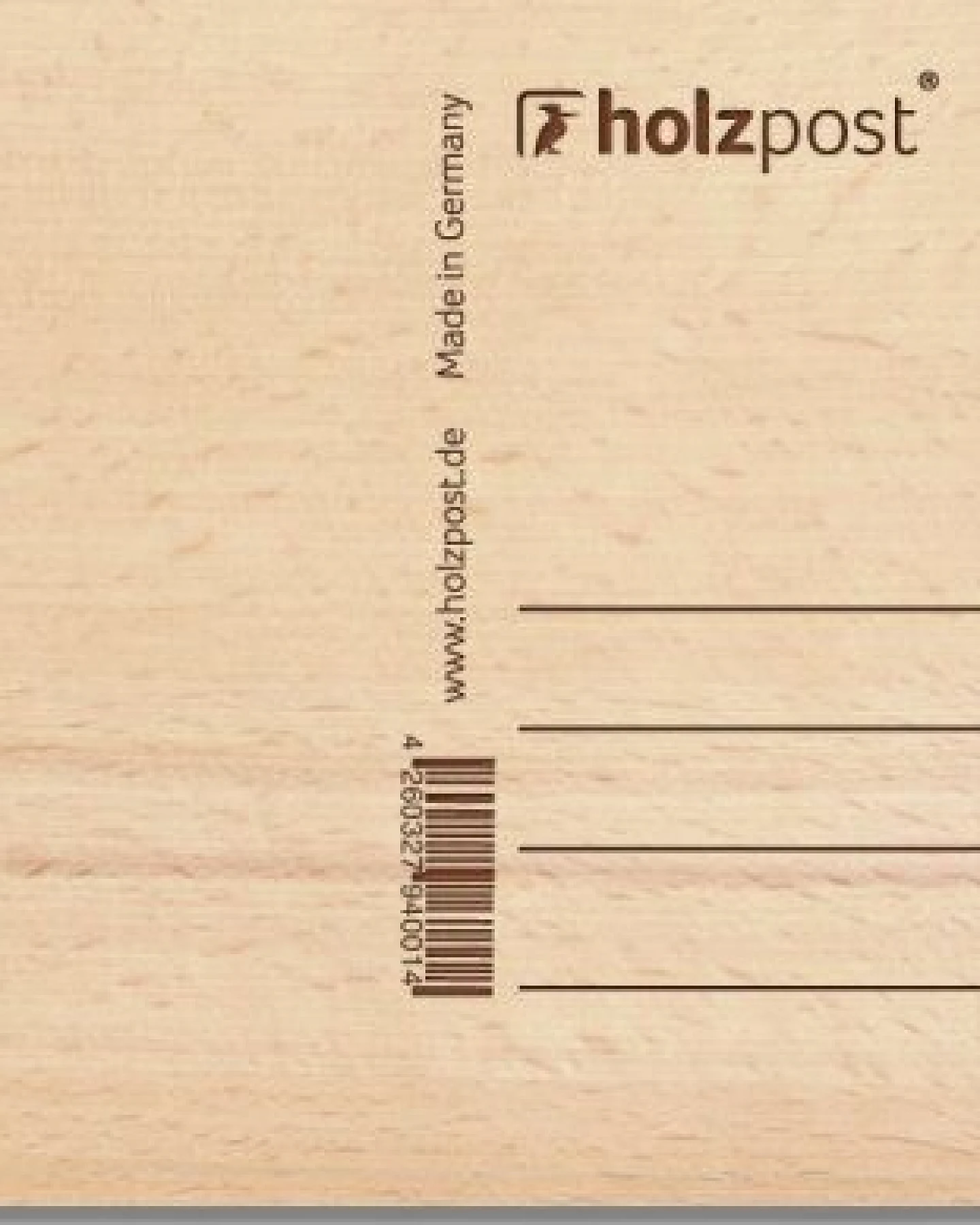 Holzpost Karte "Erster" aus Buchenholz – Ansicht 2
