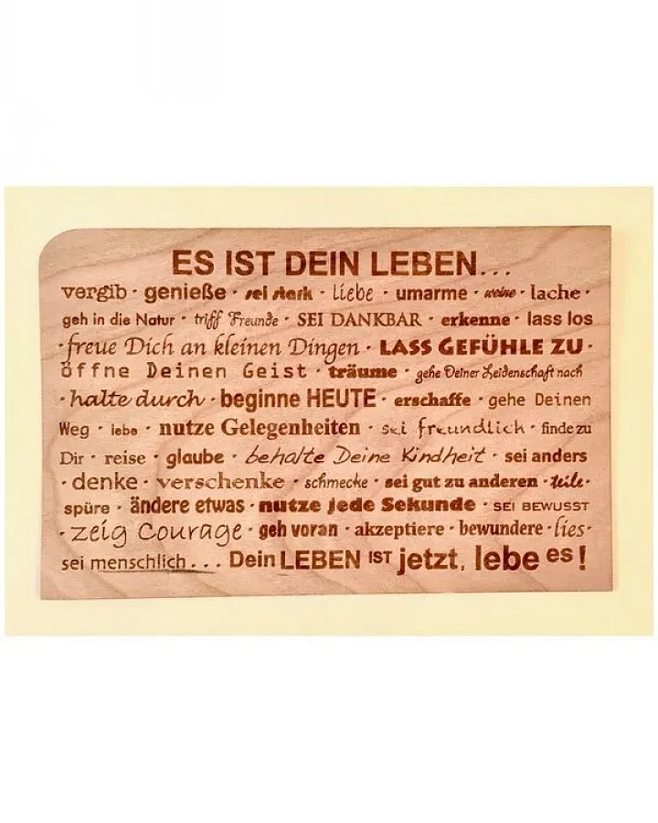 Holzpost Grußkarte "Leben" aus Kirschbaumholz