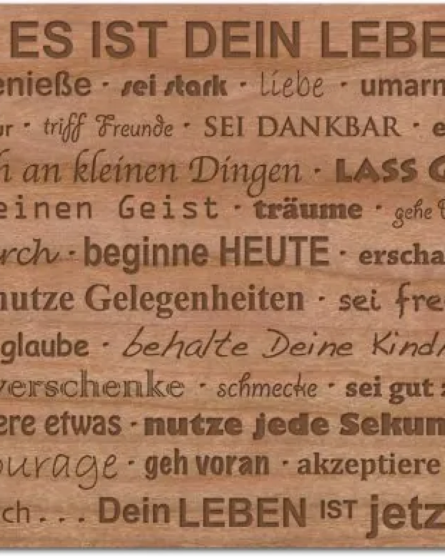 Holzpost Grußkarte "Leben" aus Kirschbaumholz – Ansicht 2