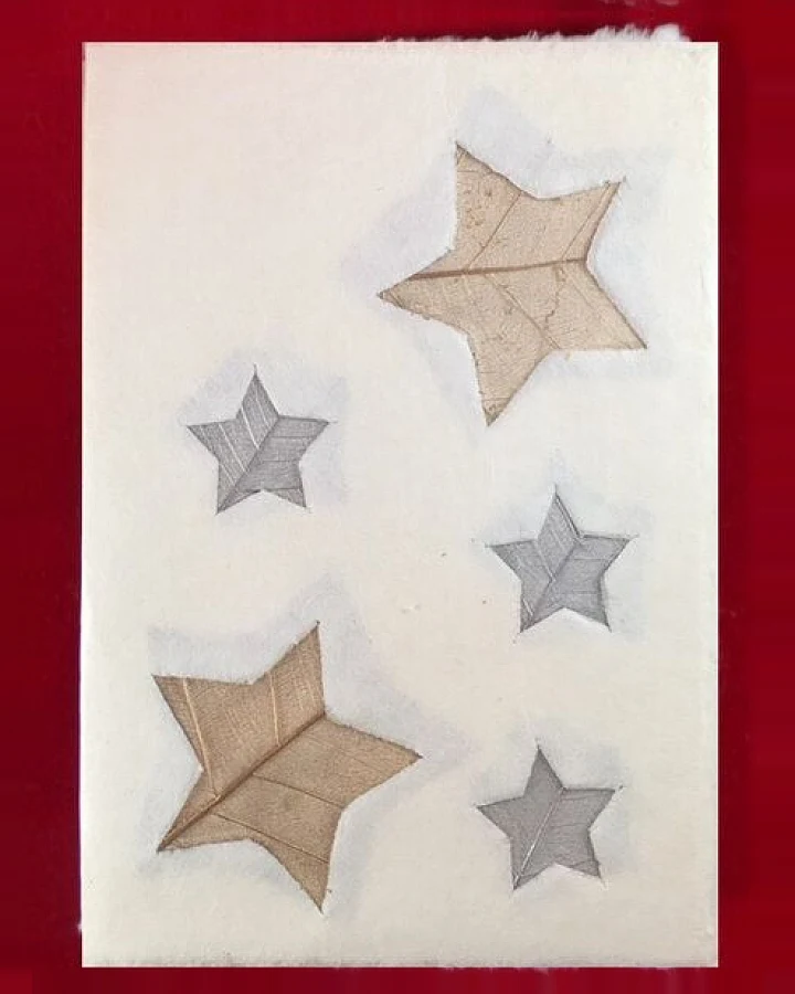 Schönes aus Indochina Set 4 Weihnachtskarten aus handgeschöpftem Maulbeerbaumpapier