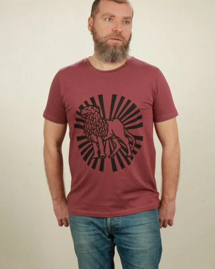 NATIVE SOULS T-Shirt Herren - Lion Sun - berry