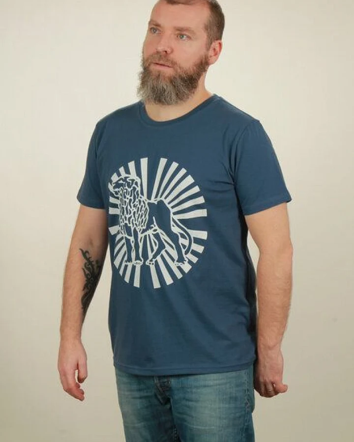NATIVE SOULS T-Shirt Herren - Lion Sun - dark blue