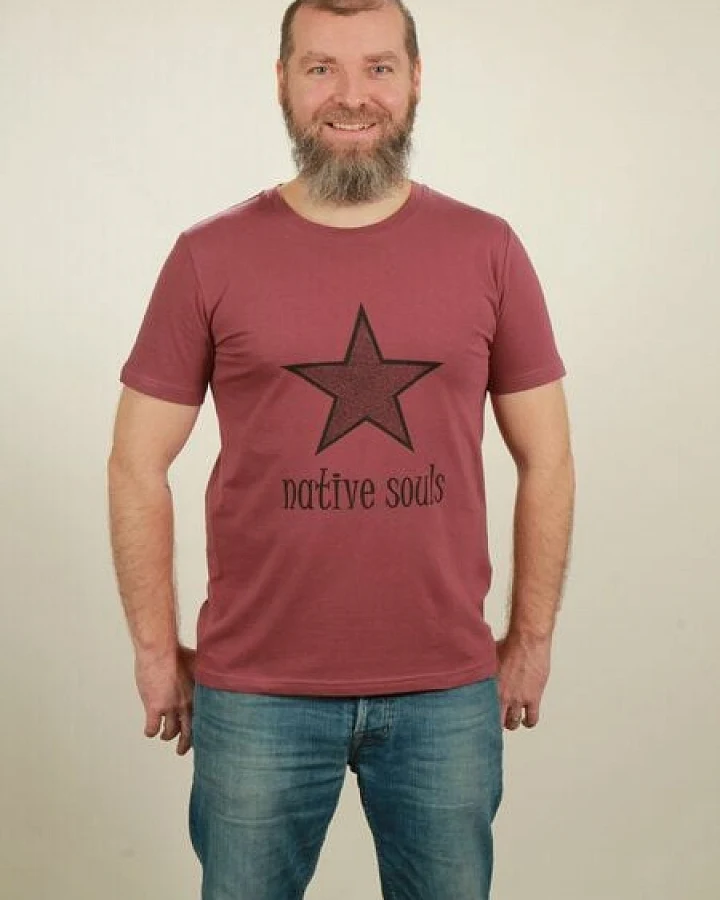 NATIVE SOULS T-Shirt Herren - Star - berry