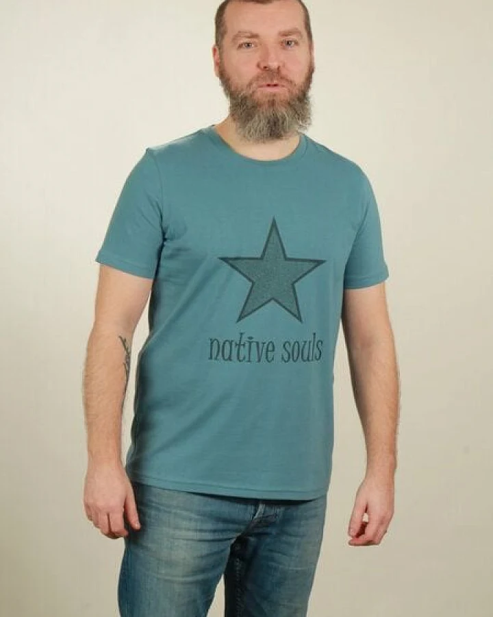 NATIVE SOULS T-Shirt Herren - Star - light blue