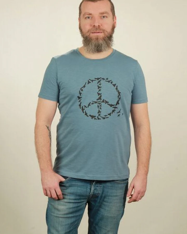NATIVE SOULS Slub T-Shirt Herren - Peace - light blue
