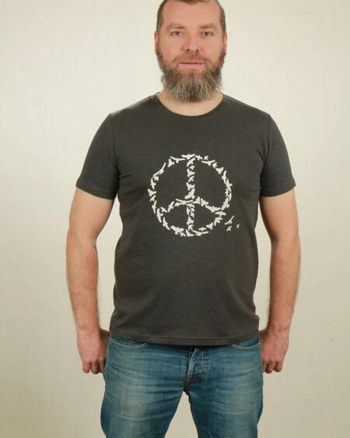 NATIVE SOULS Slub T-Shirt Herren - Peace - dark grey