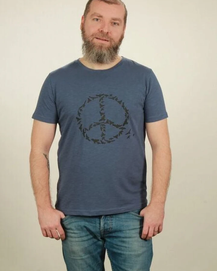 NATIVE SOULS Slub T-Shirt Herren - Peace - dark blue