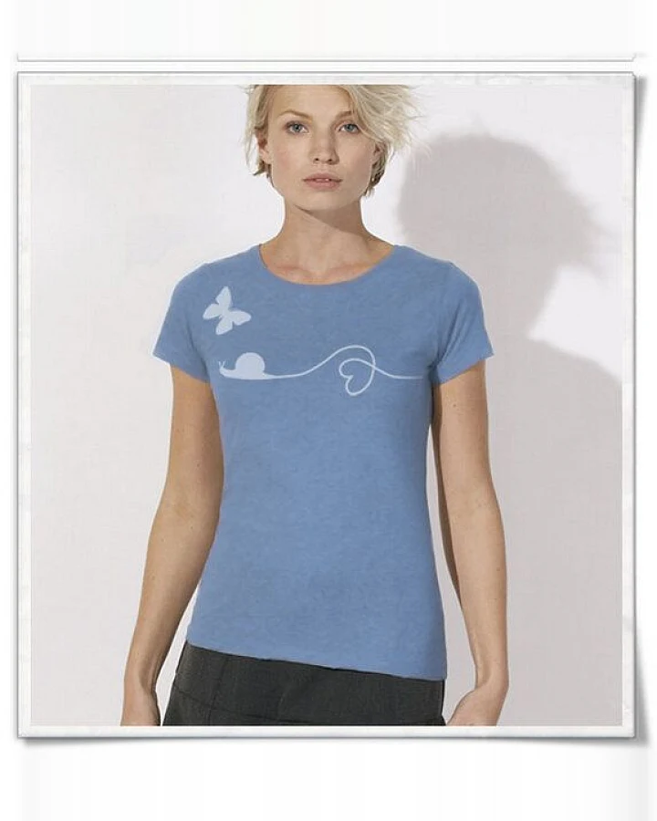 Picopoc Schnecke & Schmetterling T-Shirt für Frauen in Blau