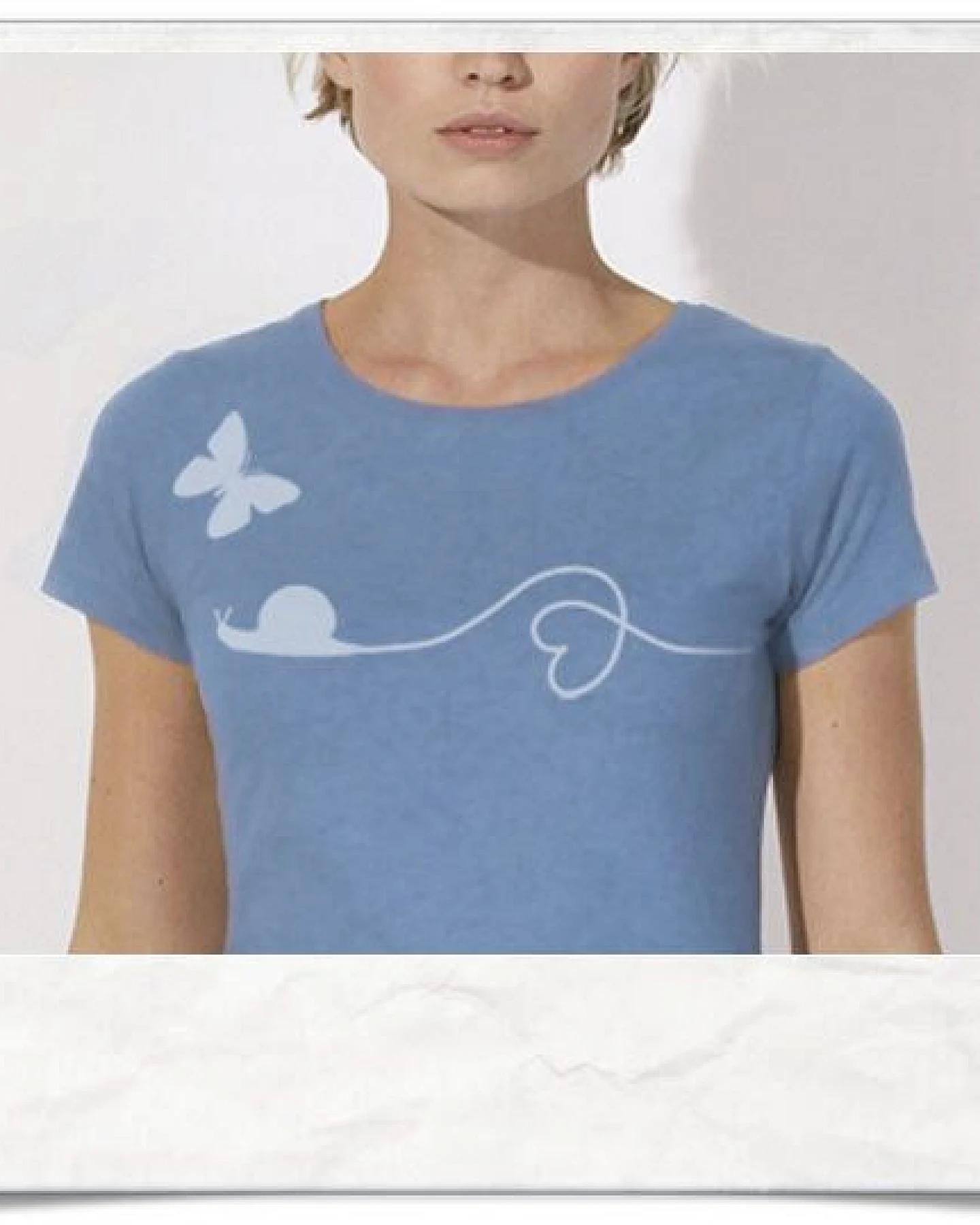 Picopoc Schnecke & Schmetterling T-Shirt für Frauen in Blau – Ansicht 2