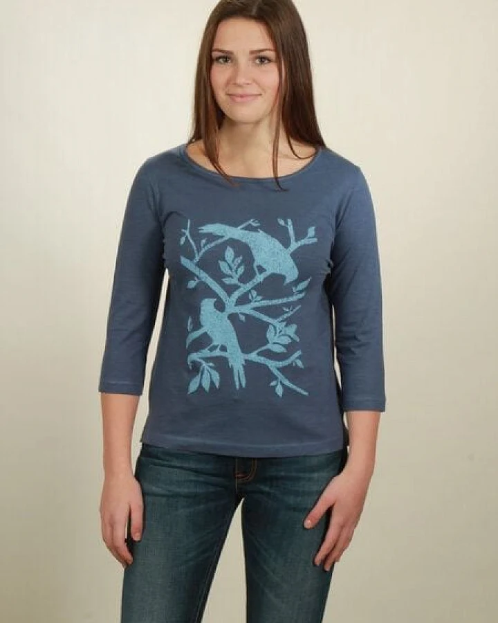 NATIVE SOULS Longsleeve 3/4-Arm Damen - Birds - dark blue