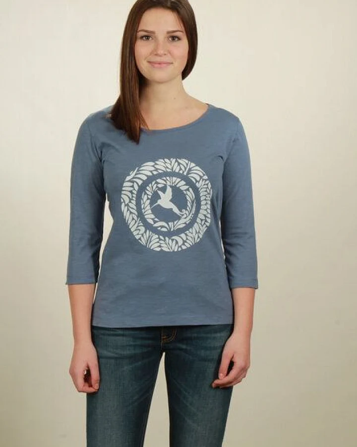 NATIVE SOULS Longsleeve 3/4-Arm Damen - Circle Kolibri - smoke blue