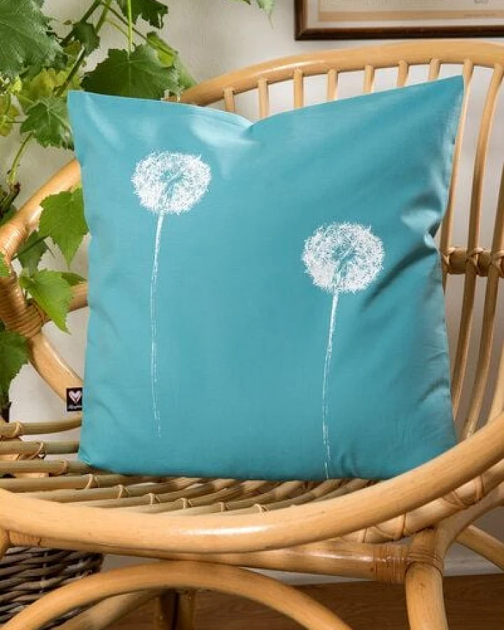 Hirschkind Bio-Kissenbezug 'Pusteblumen 40*40cm türkis