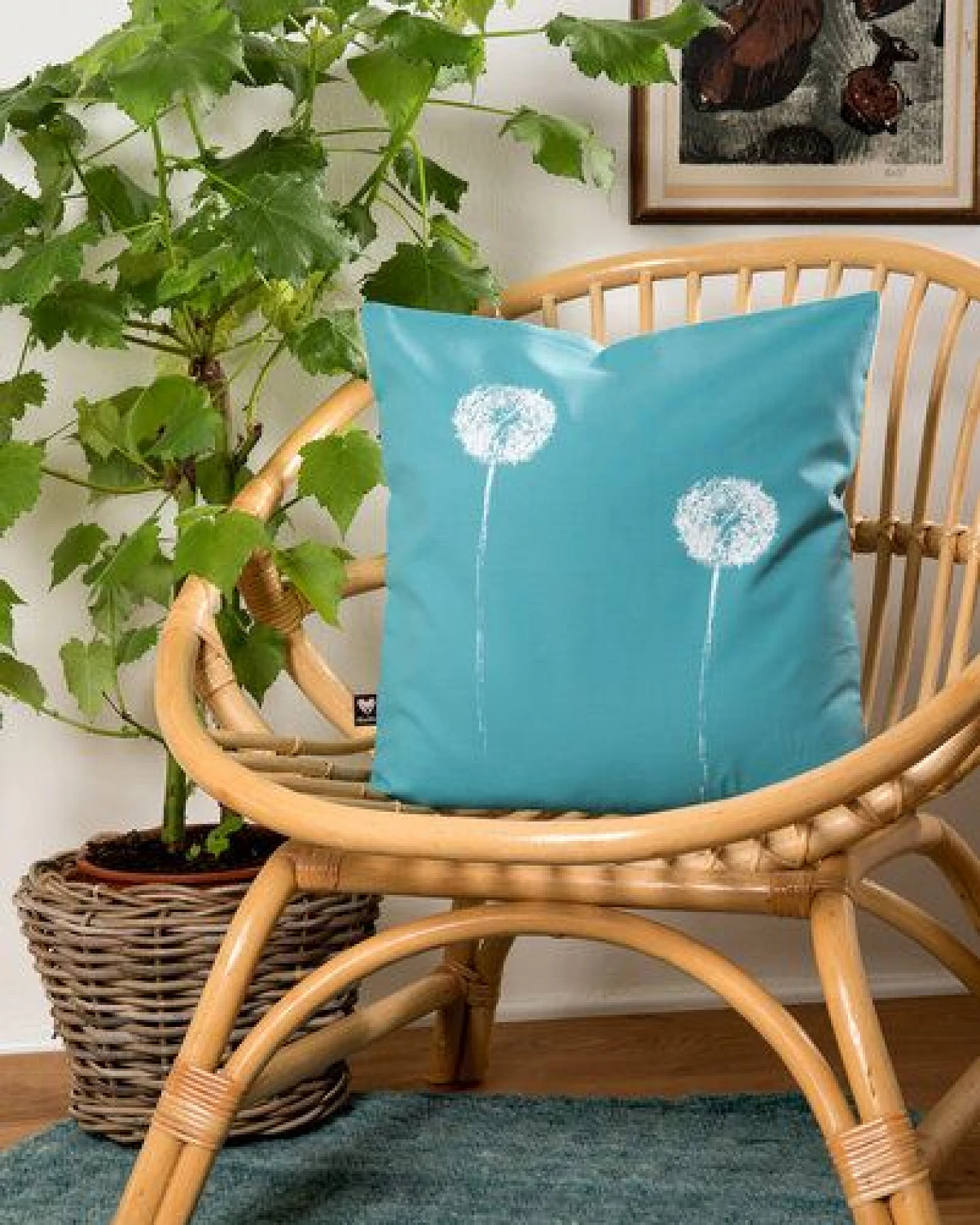 Hirschkind Bio-Kissenbezug 'Pusteblumen 40*40cm türkis – Ansicht 2