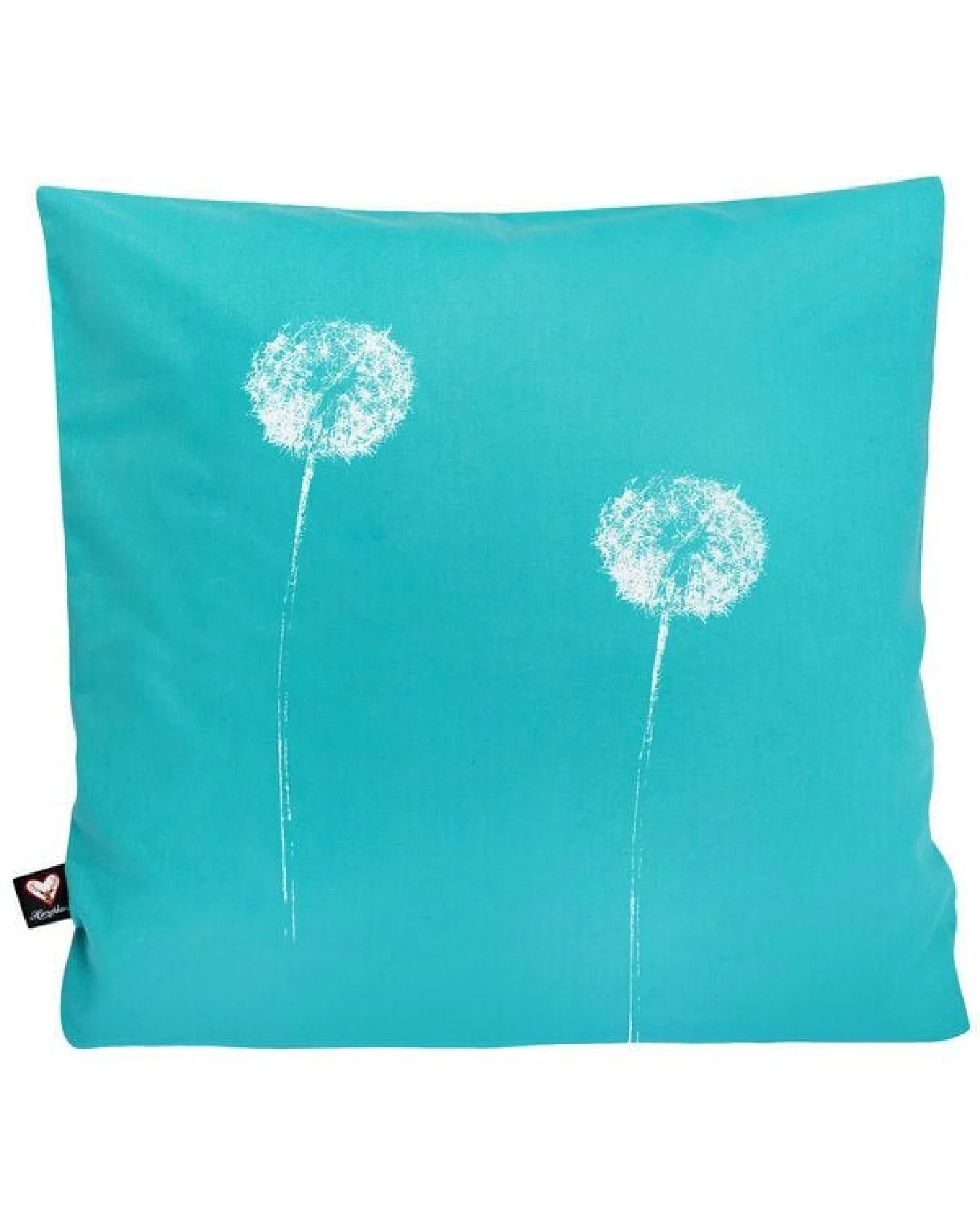 Hirschkind Handbedruckter Kissenbezug 'Pusteblume' türkis, 40*40cm – Ansicht 3