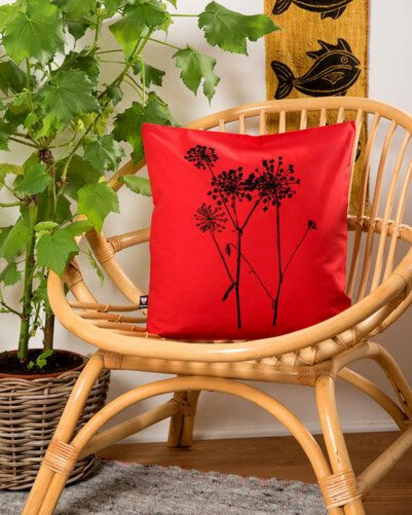 Hirschkind Bio-Kissenbezug 'Schierling' rot 40x40cm – Ansicht 2