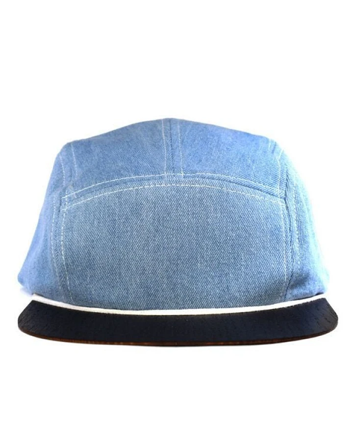 Lou-i Jeans-Cap mit edlem Holzschild - Made in Germany - Denim Snapback
