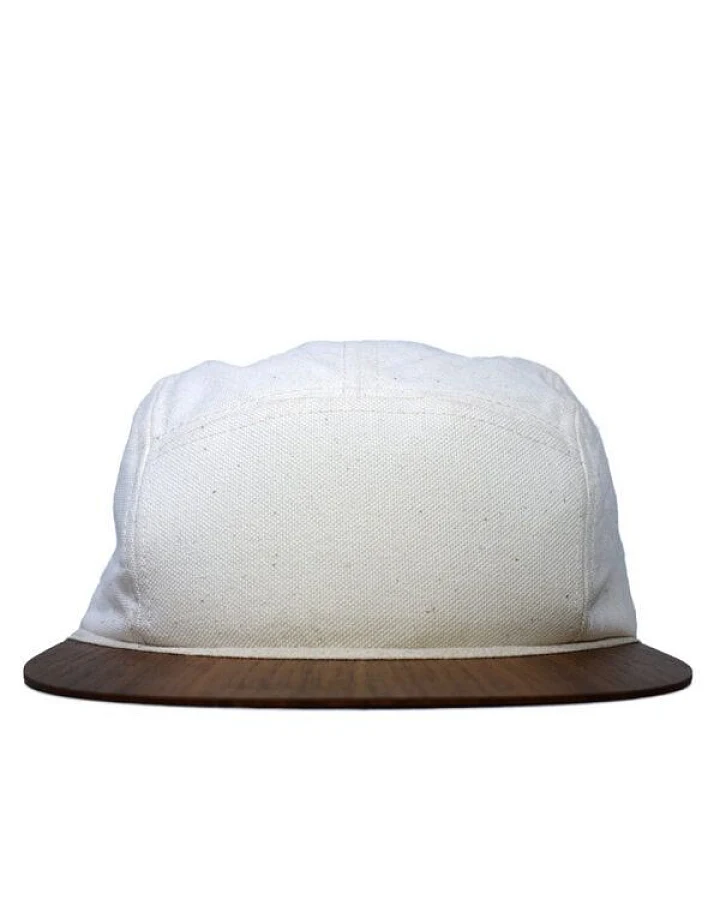 Lou-i Canvas Cap weiß mit edlem Holzschirm - Made in Germany - Sehr bequem