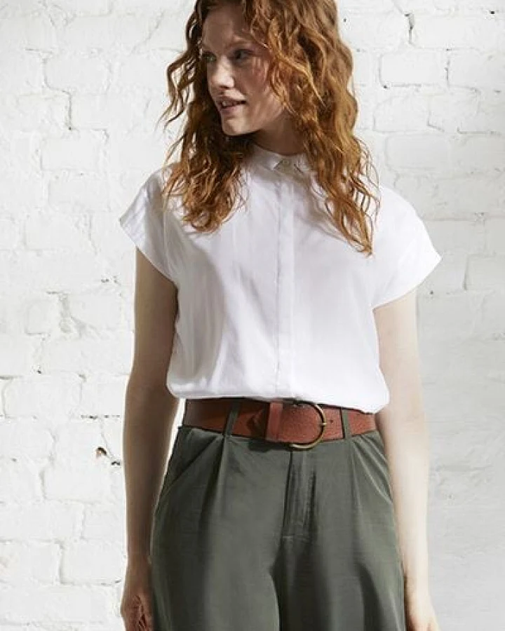 Wunderwerk Damen Bluse, kurzärmelig, "TENCEL square blouse 1/2"