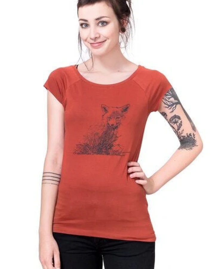 Hirschkind Bio-& Fair-Trade-Frauenshirt "Kleiner Fuchs" rostot