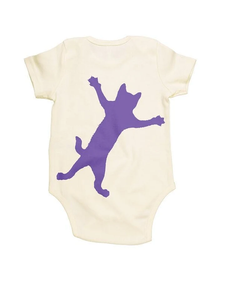 HANDGEDRUCKT "Klammerkatze" Baby Body