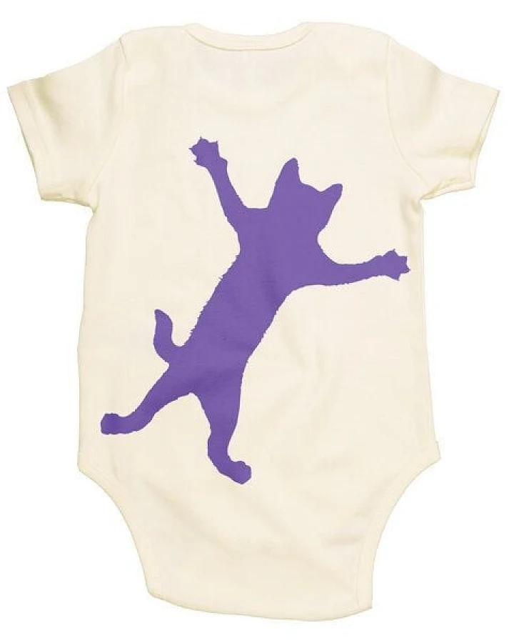 HANDGEDRUCKT "Klammerkatze" Baby Body
