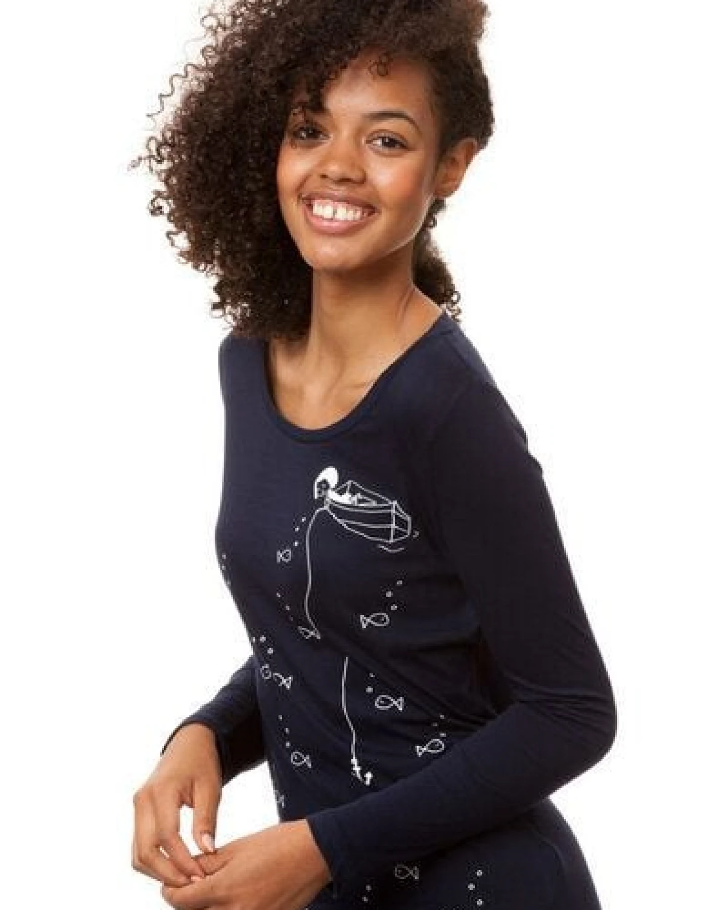 FellHerz Damen Longsleeve Ankermädl Bio Fair – Ansicht 2