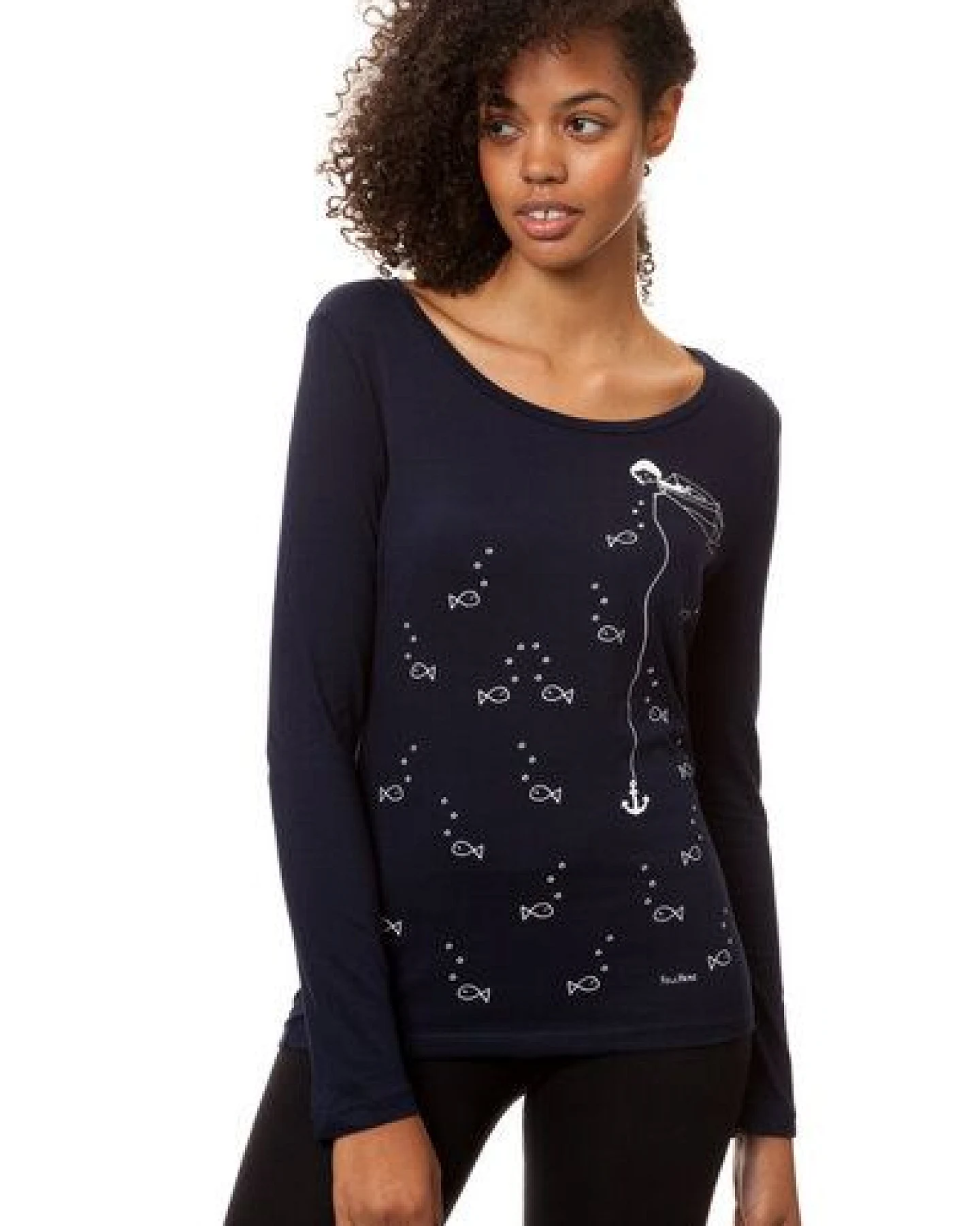 FellHerz Damen Longsleeve Ankermädl Bio Fair – Ansicht 3