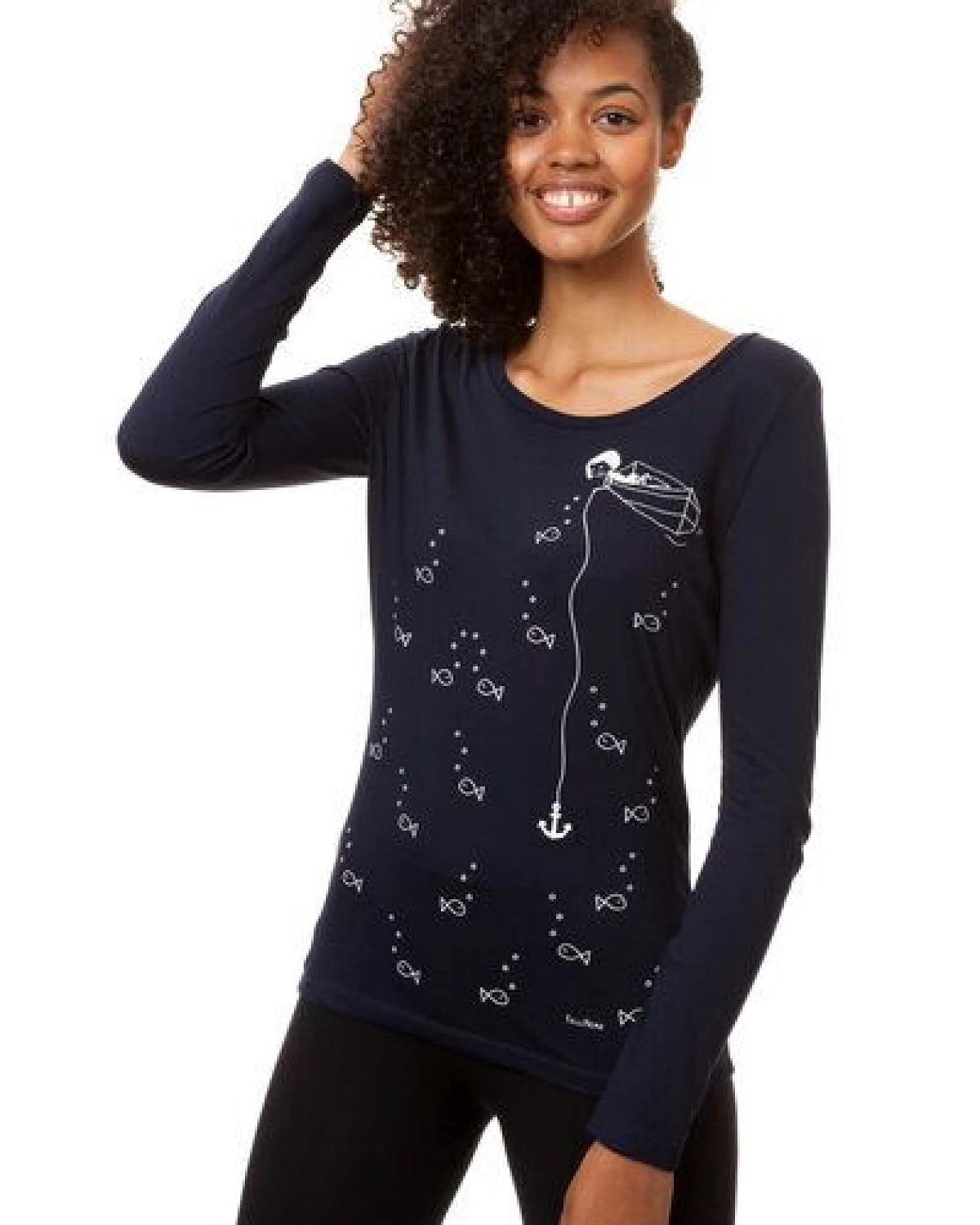 FellHerz Damen Longsleeve Ankermädl Bio Fair – Ansicht 4