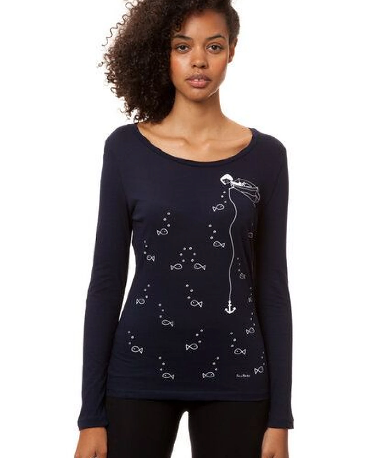 FellHerz Damen Longsleeve Ankermädl Bio Fair – Ansicht 2