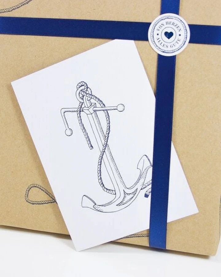Bow & Hummingbird Postkarte Anker