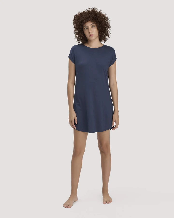 hessnatur Damen Nachthemd Regular PURE FLOW aus TENCEL™ Modal - blau - Größe 34