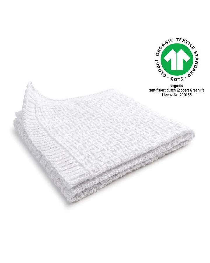 Sonnenstrick – Bio Baby-Strickdecke "Karostrickmotiv" (100 x 90 cm) Bio-Baumwolle