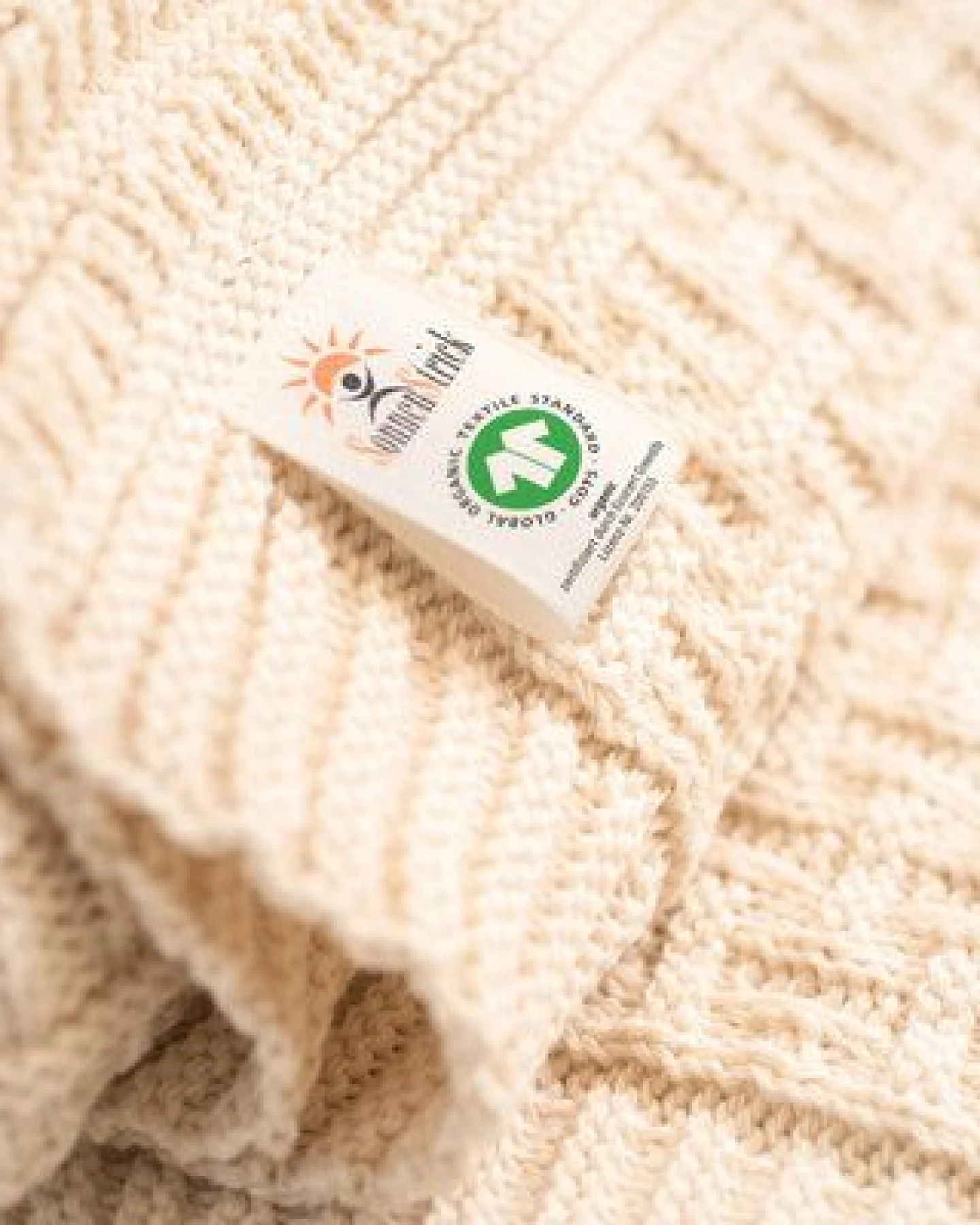 Sonnenstrick – Bio Baby-Strickdecke "Karostrickmotiv" (100 x 90 cm) Bio-Baumwolle – Ansicht 4